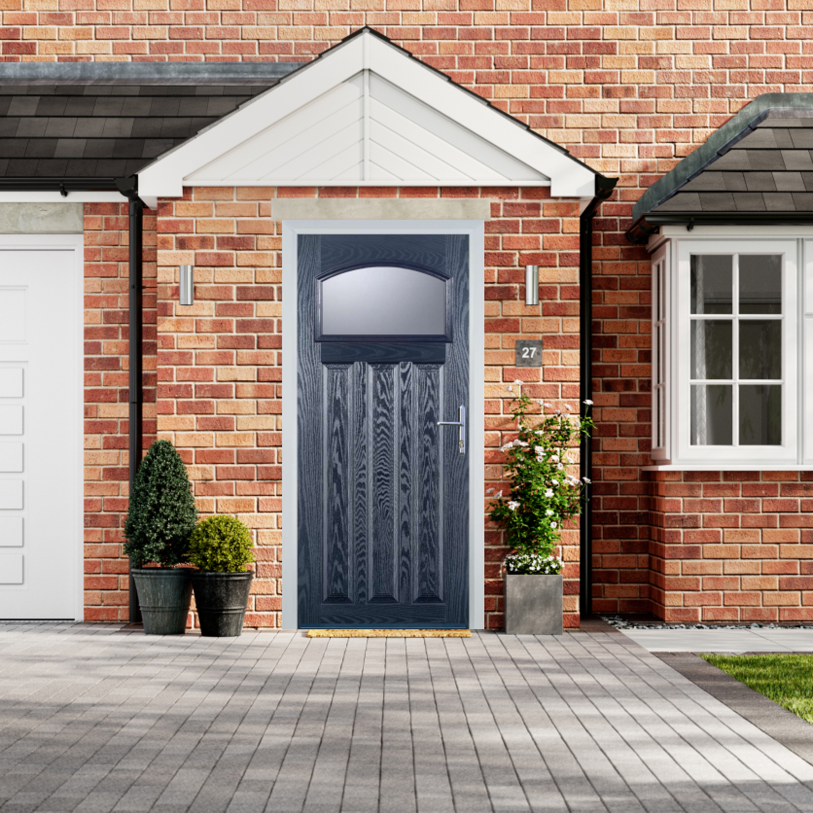 Door Stop 3 Panel 1 Square (61) Composite Traditional Door In Blue Large
                        Image