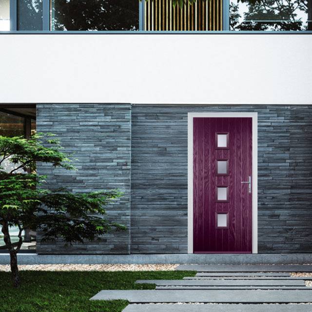 Door Stop 4 Square (W) Composite Contemporary Door In Purple Violet Thumbnail