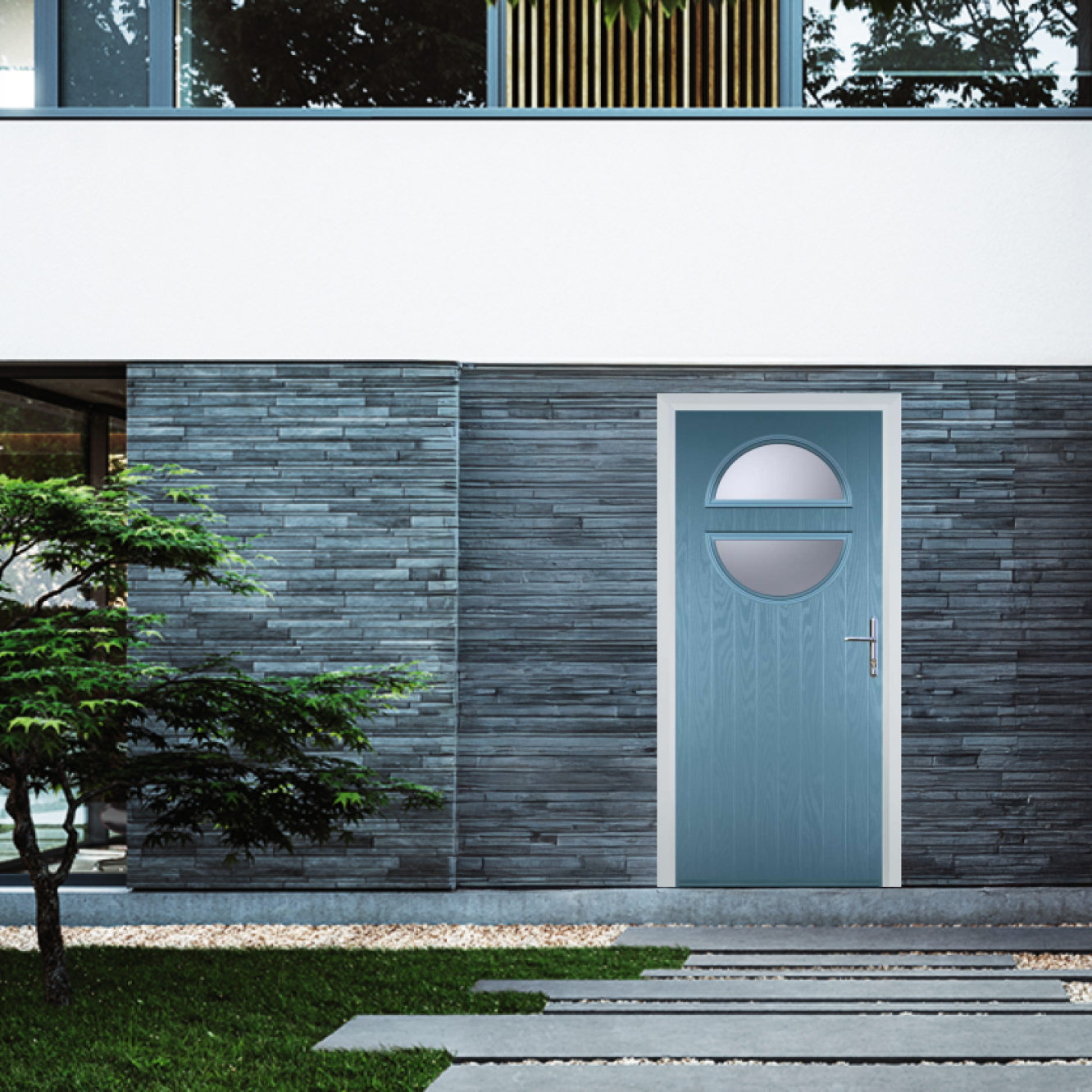 Door Stop Circle (X) Composite Contemporary Door In Pastel Blue Image