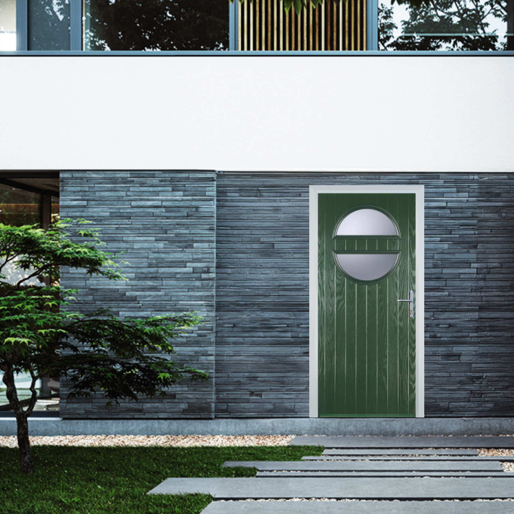 Door Stop Circle (X) Composite Contemporary Door In Green Large
                        Image