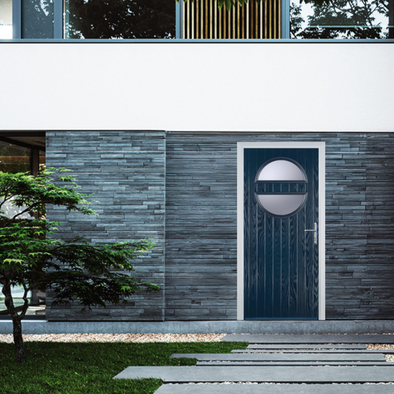 Door Stop Circle (X) Composite Contemporary Door In Blue Image