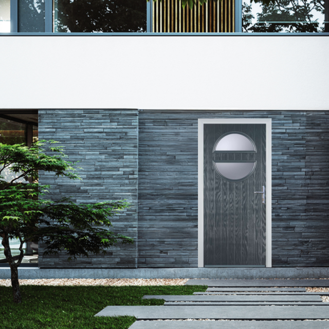 Door Stop Circle (X) Composite Contemporary Door In Grey Thumbnail