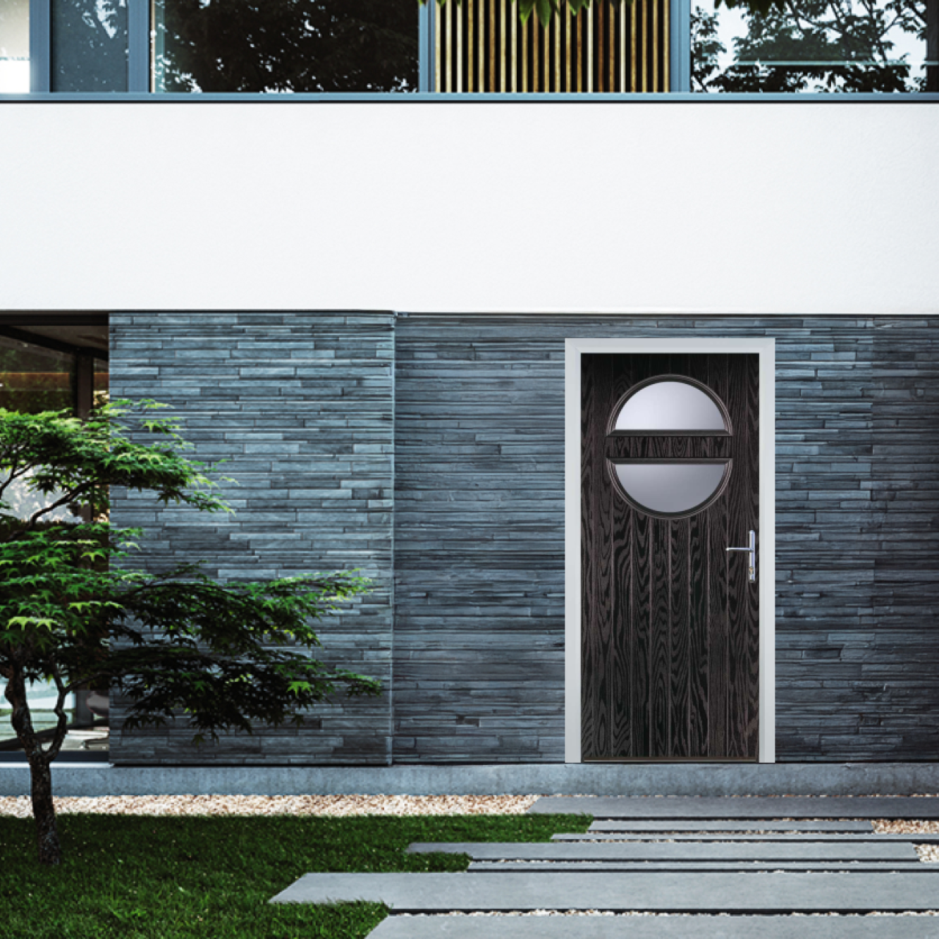 Door Stop Circle (X) Composite Contemporary Door In Black Brown Image