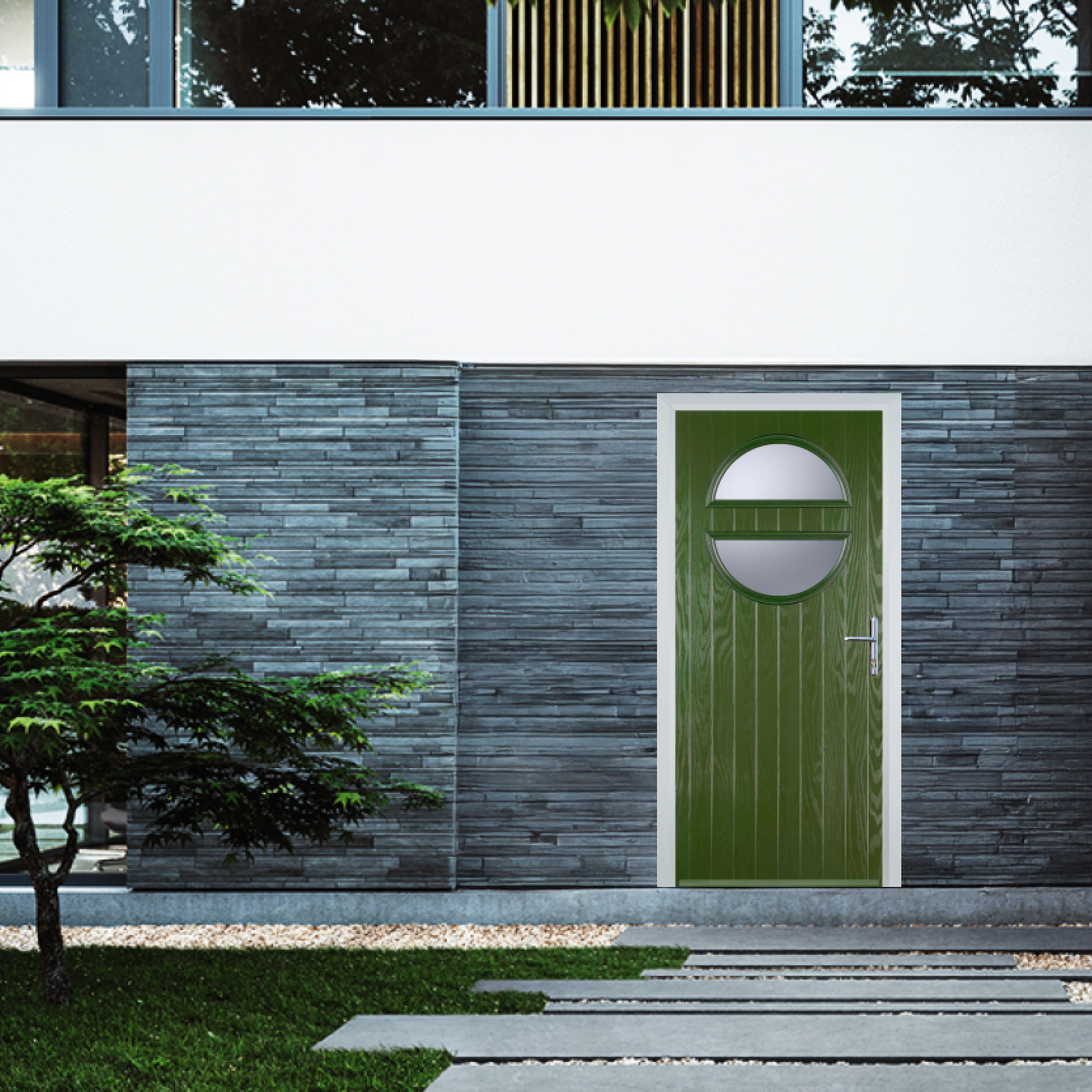 Door Stop Circle (X) Composite Contemporary Door In Fern Green Large
                        Image