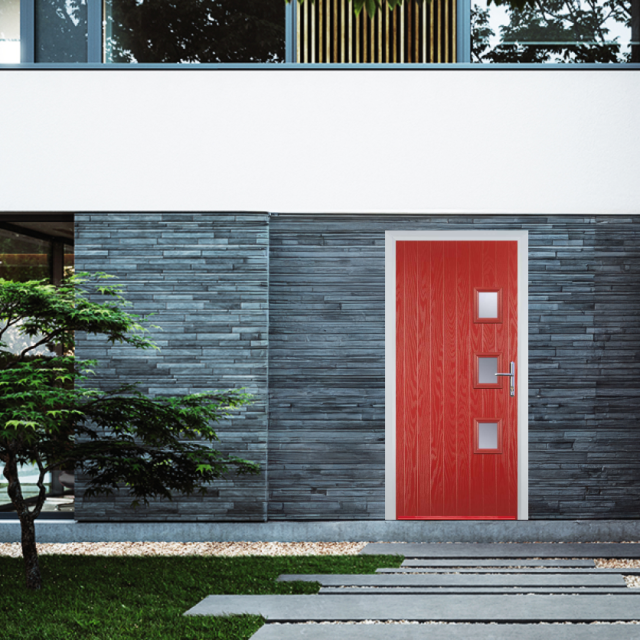 Door Stop 3 Square (Y) Composite Contemporary Door In Red Thumbnail