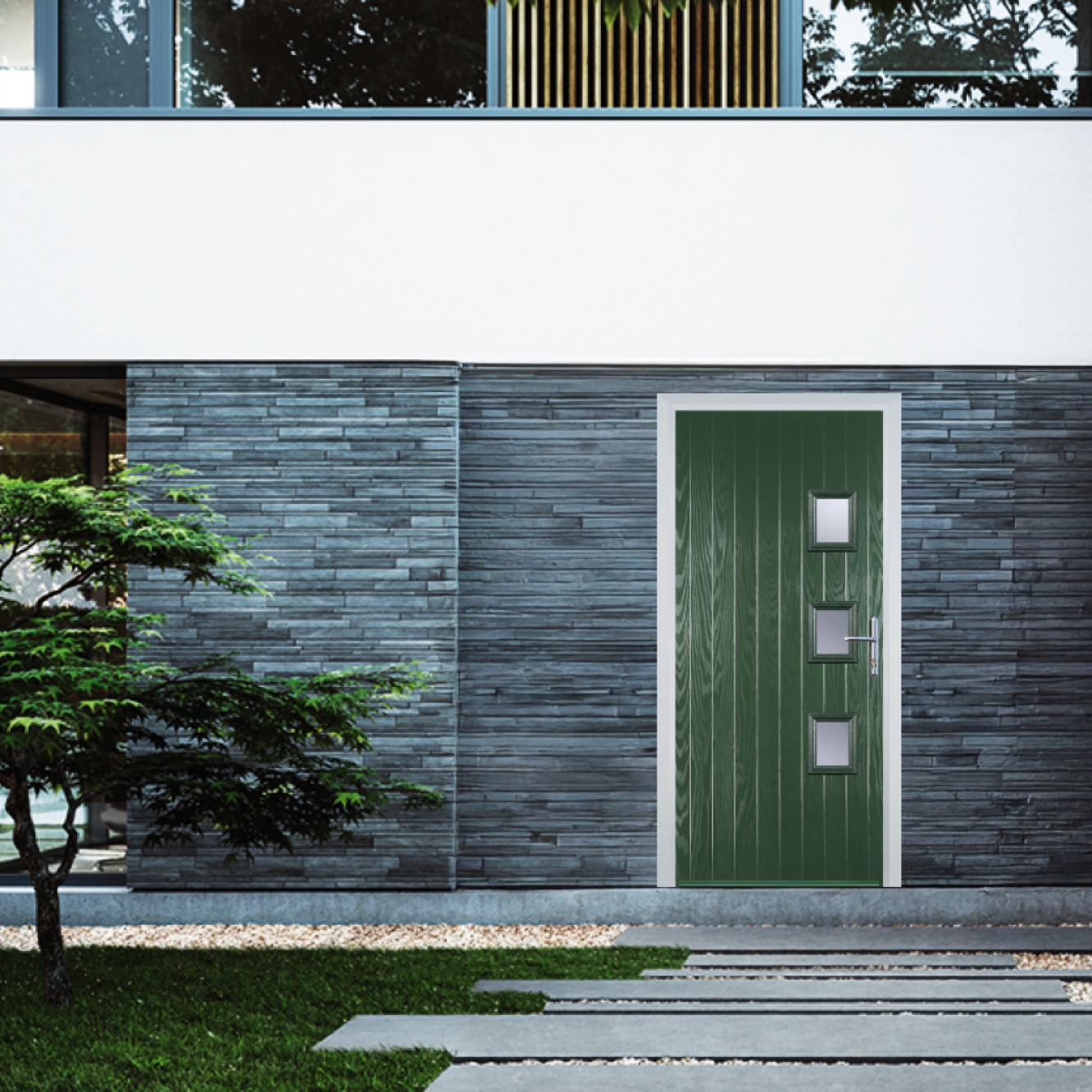 Door Stop 3 Square (Y) Composite Contemporary Door In Green Image