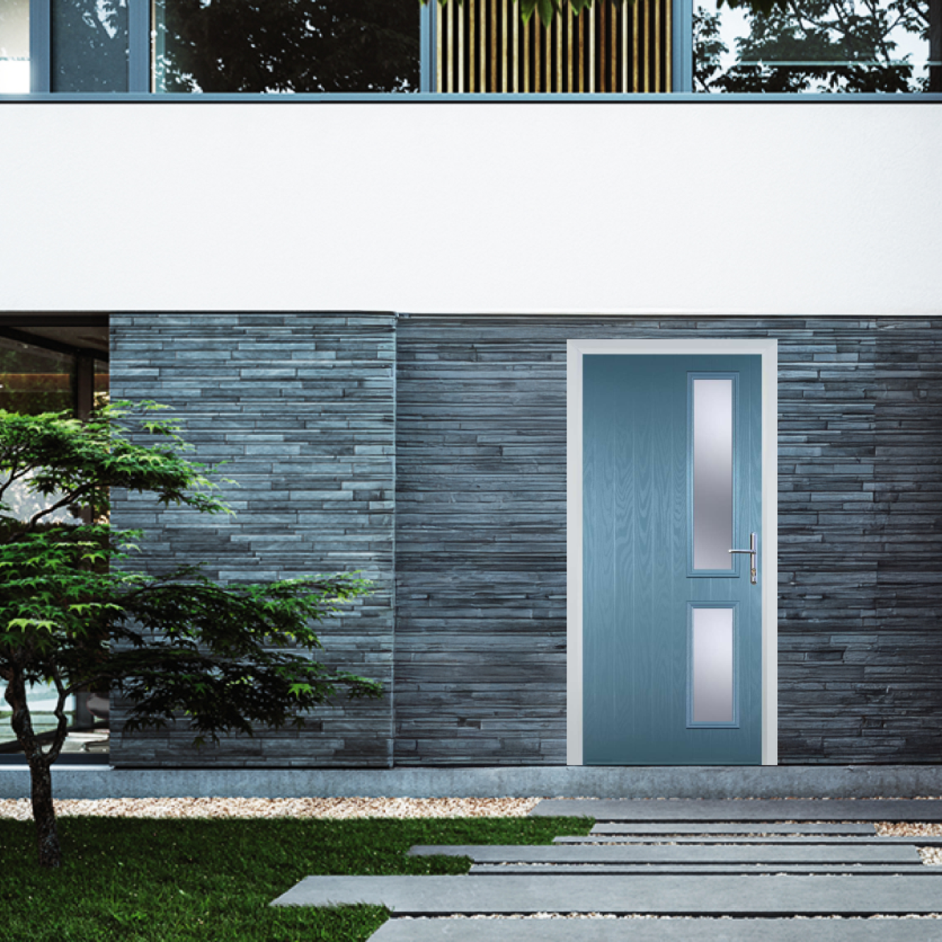 Door Stop Twin Side (Z) Composite Contemporary Door In Pastel Blue Image