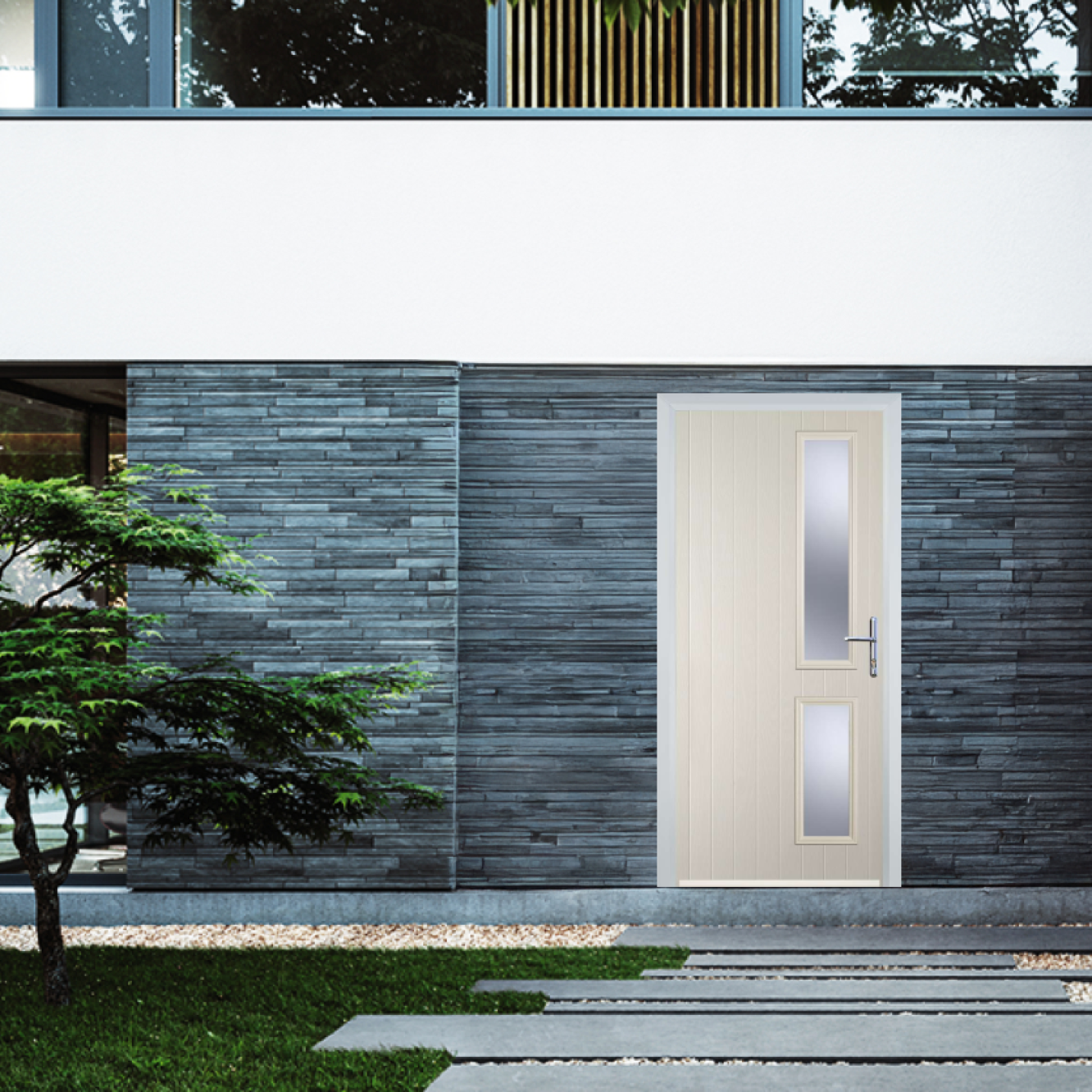 Door Stop Twin Side (Z) Composite Contemporary Door In Cream Image