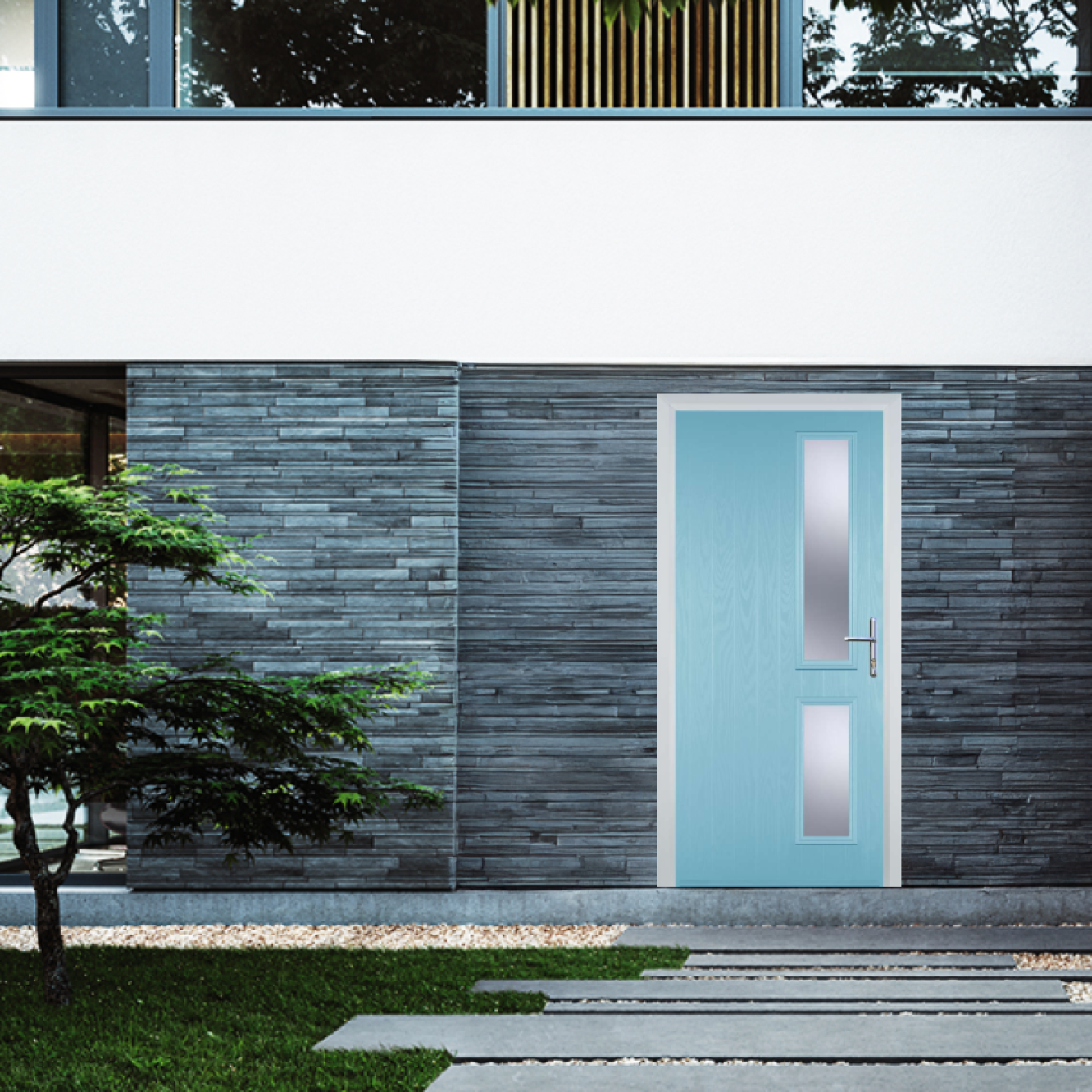 Door Stop Twin Side (Z) Composite Contemporary Door In Duck Egg Blue Image