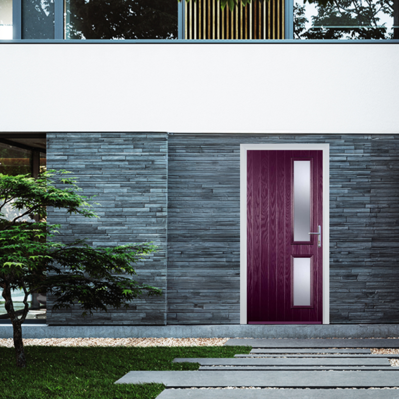 Door Stop Twin Side (Z) Composite Contemporary Door In Purple Violet Image