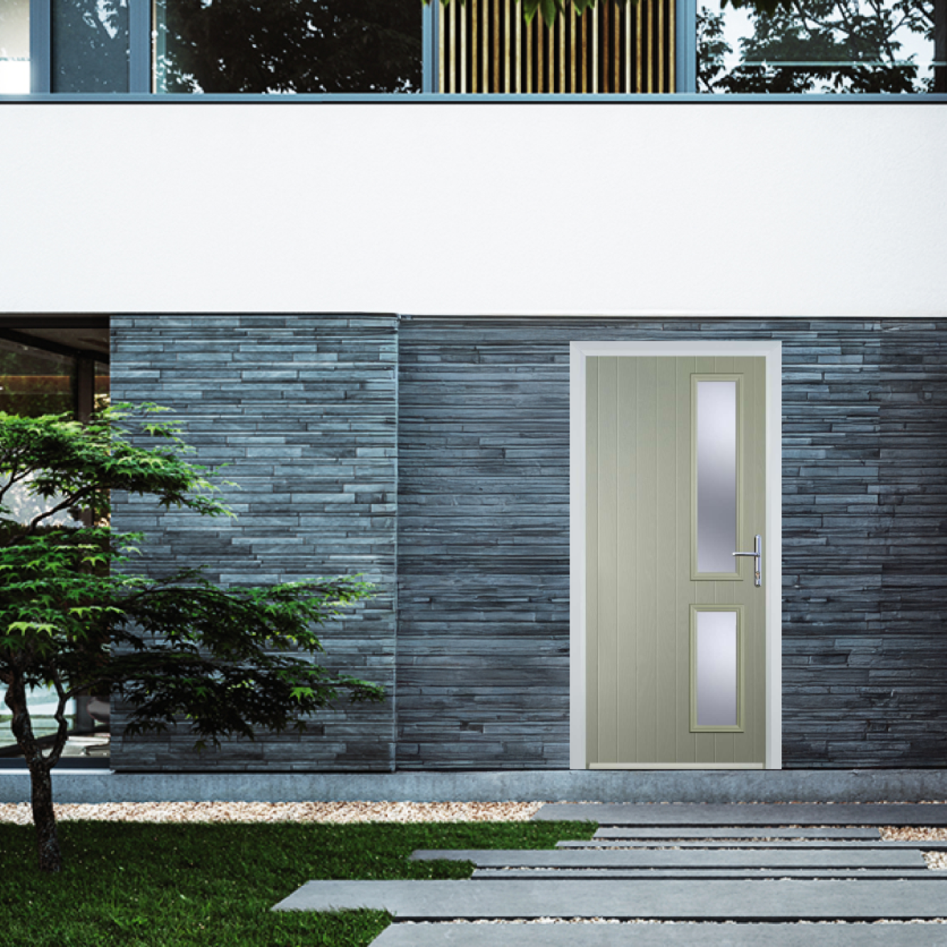 Door Stop Twin Side (Z) Composite Contemporary Door In Pebble Grey Image