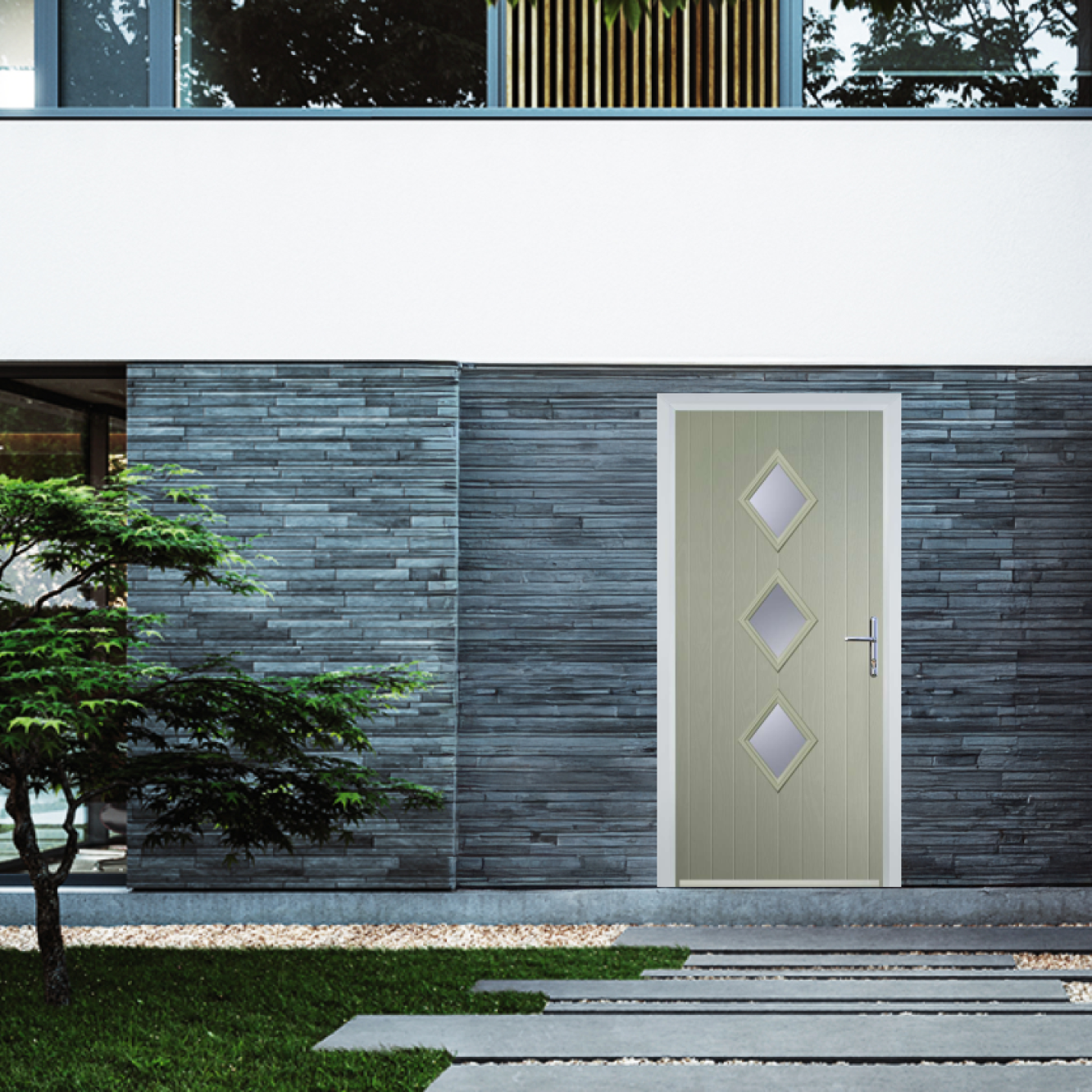 Door Stop 3 Diamond (P3) Composite Contemporary Door In Pebble Grey Image