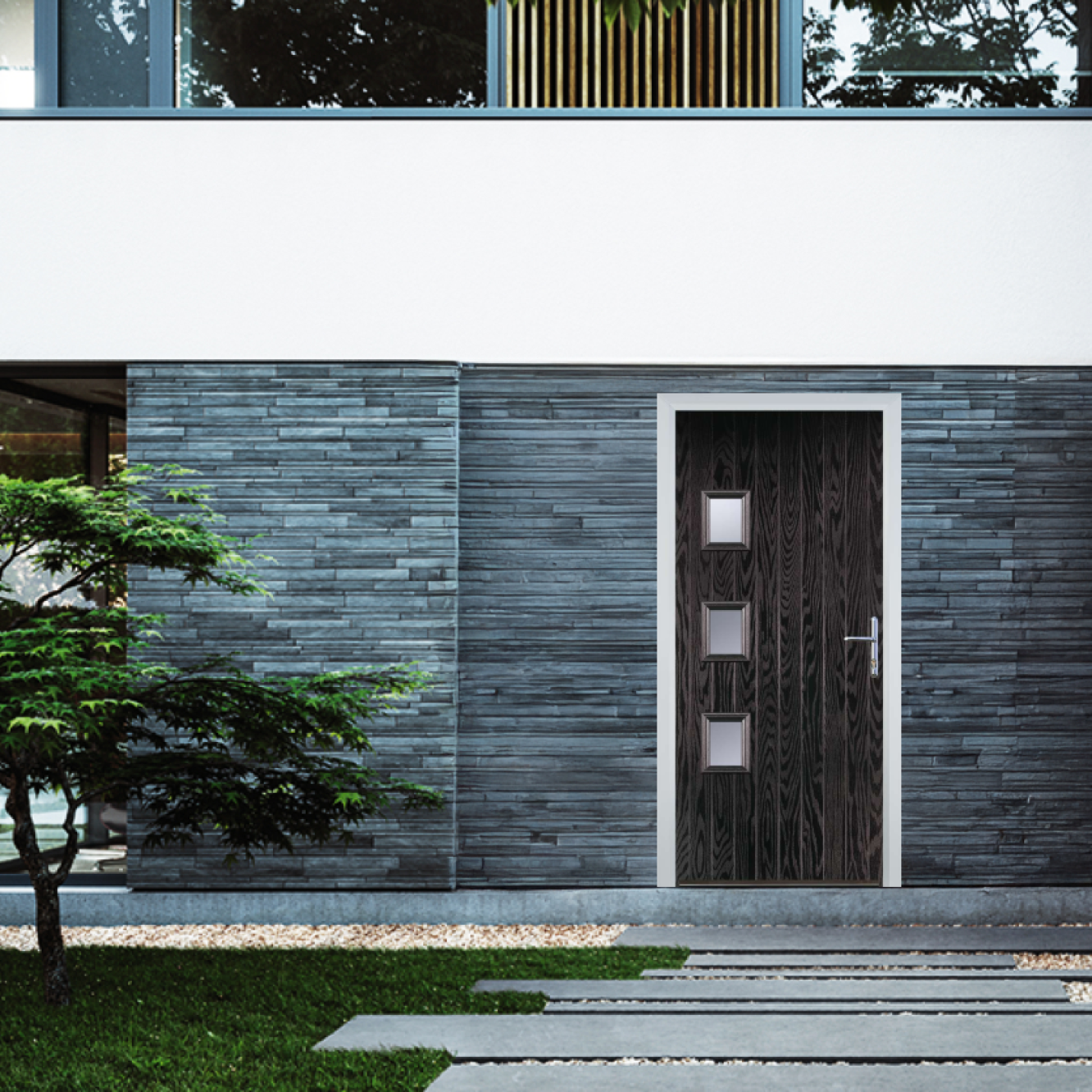 Door Stop 3 Square (YH) Composite Contemporary Door In Black Brown Image