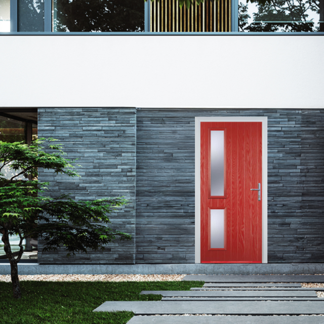 Door Stop Twin Side (ZH) Composite Contemporary Door In Red Thumbnail