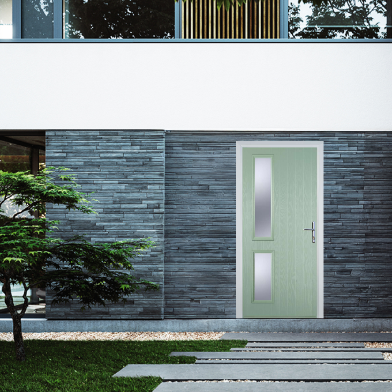 Door Stop Twin Side (ZH) Composite Contemporary Door In Chartwell Green Image