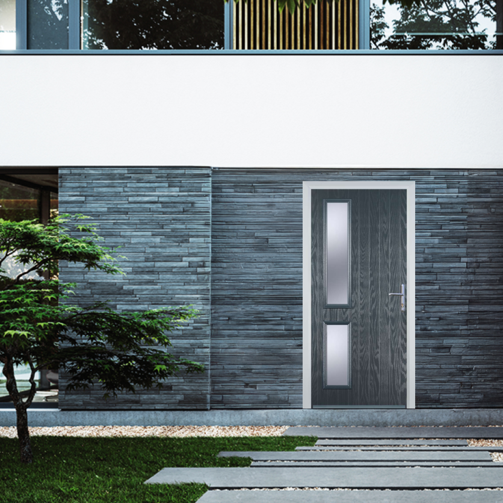 Door Stop Twin Side (ZH) Composite Contemporary Door In Grey Large
                        Image