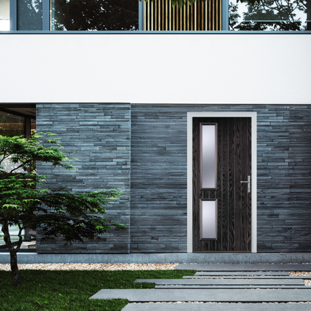 Door Stop Twin Side (ZH) Composite Contemporary Door In Black Brown Thumbnail