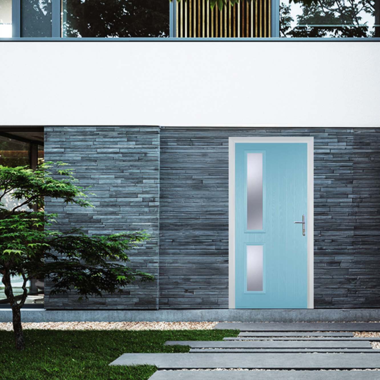 Door Stop Twin Side (ZH) Composite Contemporary Door In Duck Egg Blue Image