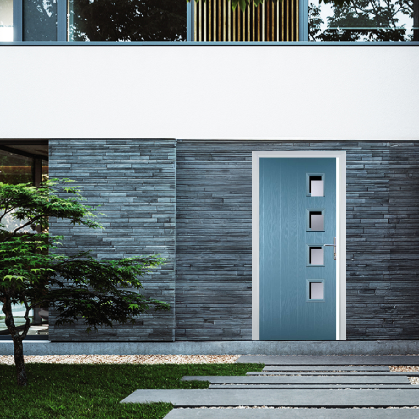 Door Stop 4 Square (W4) Composite Contemporary Door In Pastel Blue Image