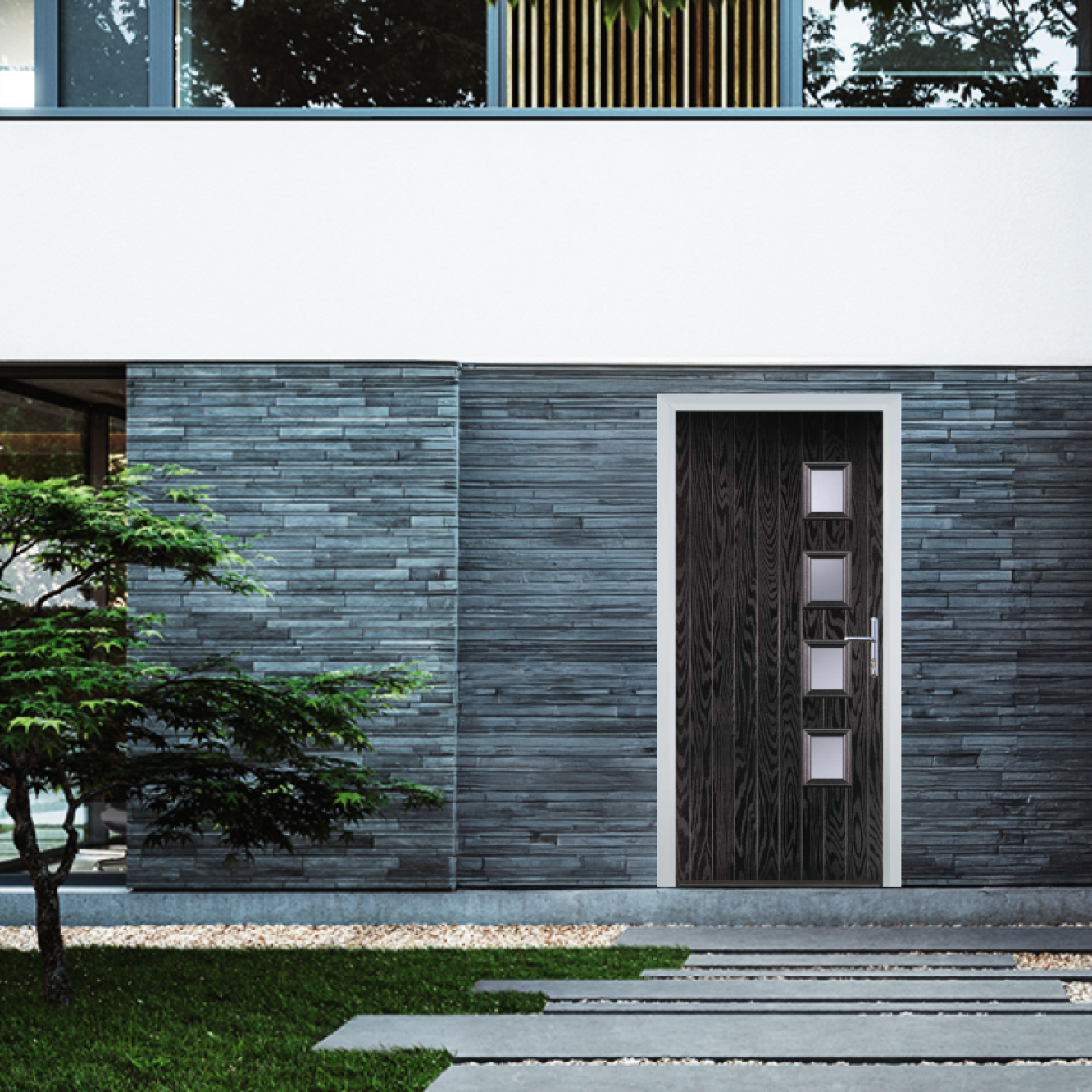 Door Stop 4 Square (W4) Composite Contemporary Door In Black Brown Image