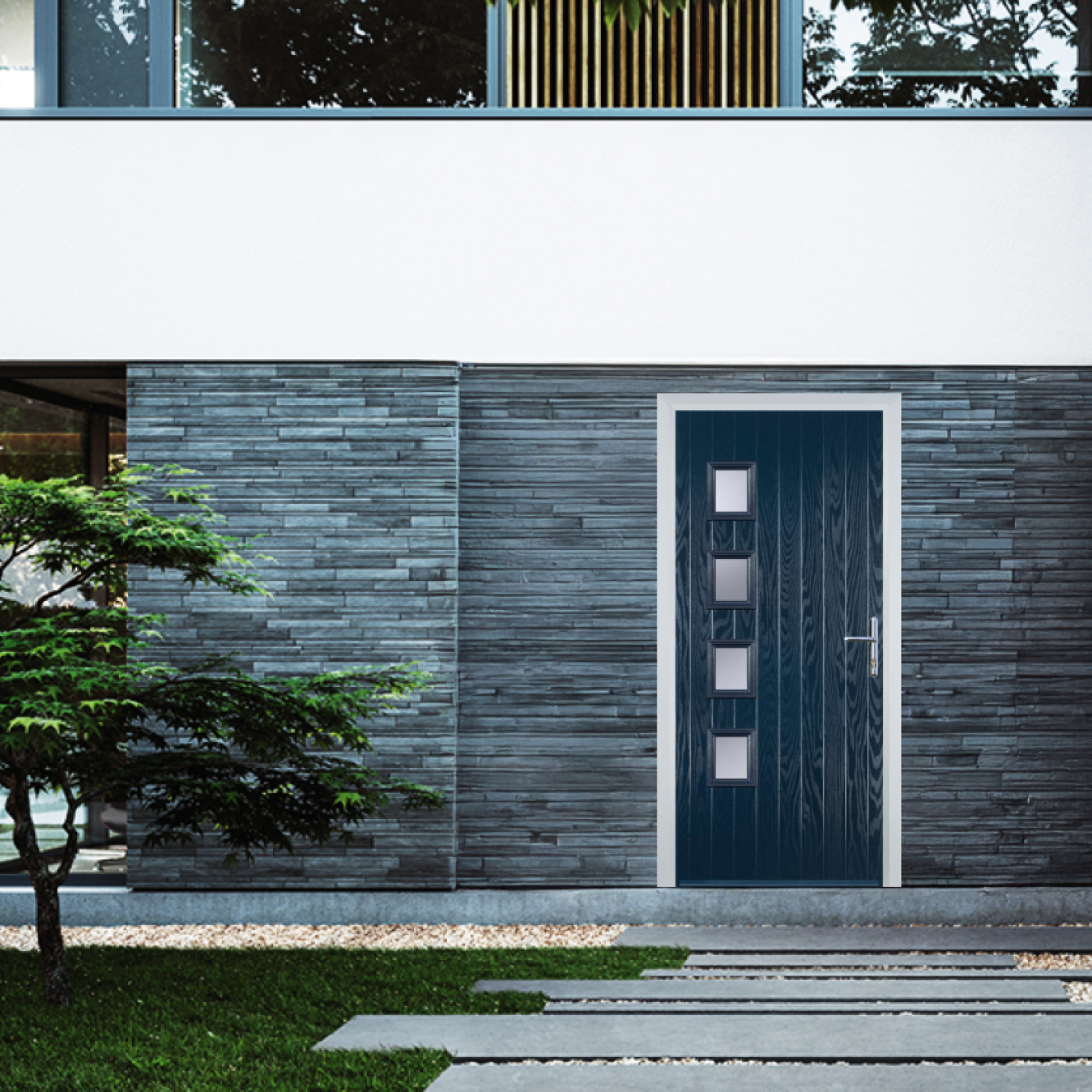 Door Stop 4 Square (W4H) Composite Contemporary Door In Blue Image