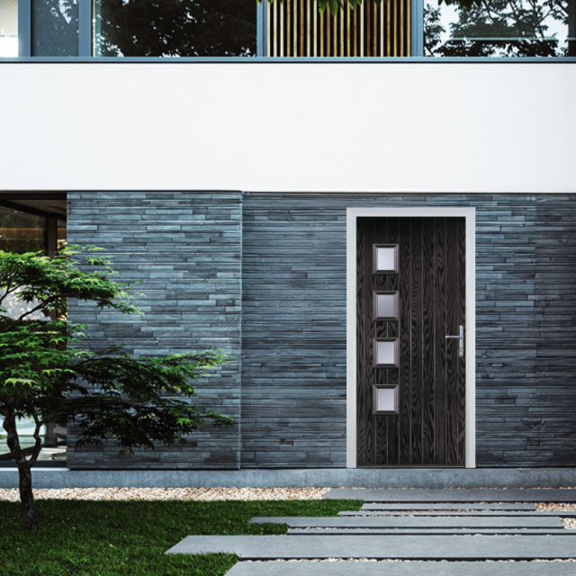 Door Stop 4 Square (W4H) Composite Contemporary Door In Black Brown Thumbnail