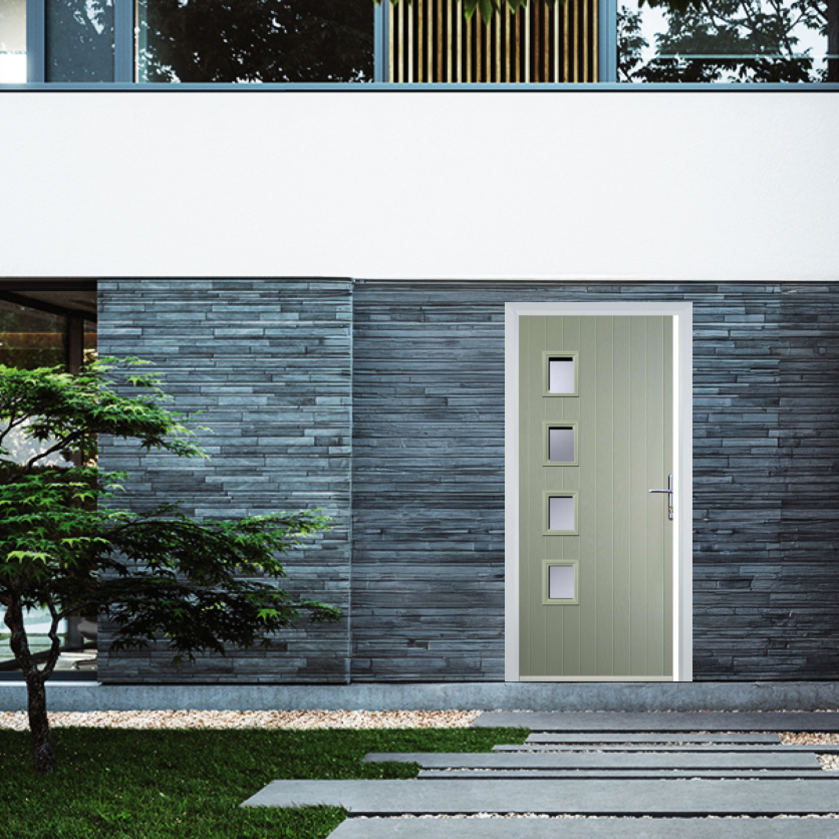 Door Stop 4 Square (W4H) Composite Contemporary Door In Pebble Grey Large
                        Image