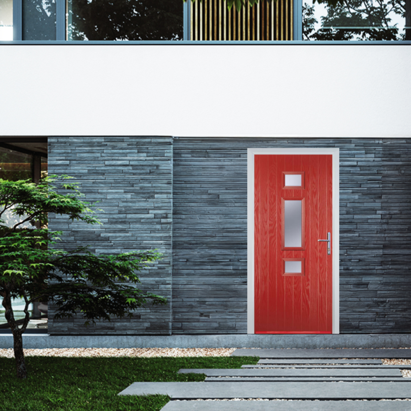 Door Stop Mid 3 Square (S) Composite Contemporary Door In Red Image