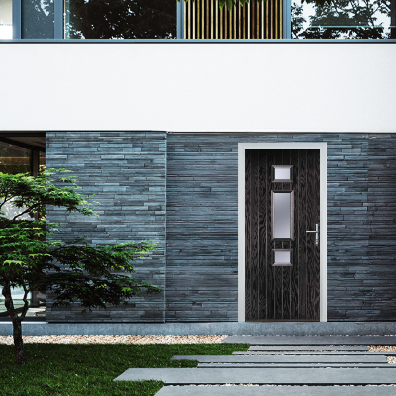 Door Stop Mid 3 Square (S) Composite Contemporary Door In Black Brown Image