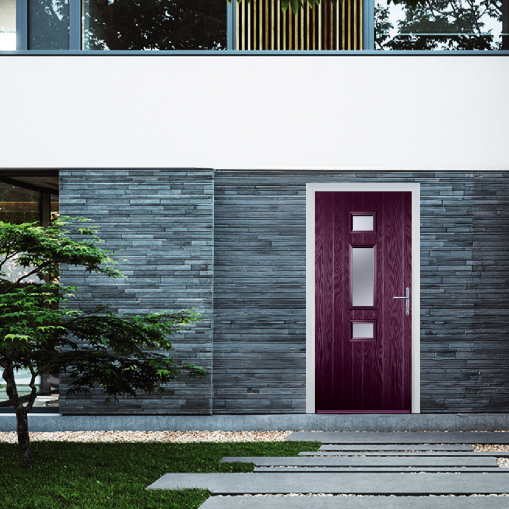 Door Stop Mid 3 Square (S) Composite Contemporary Door In Purple Violet Large
                        Image