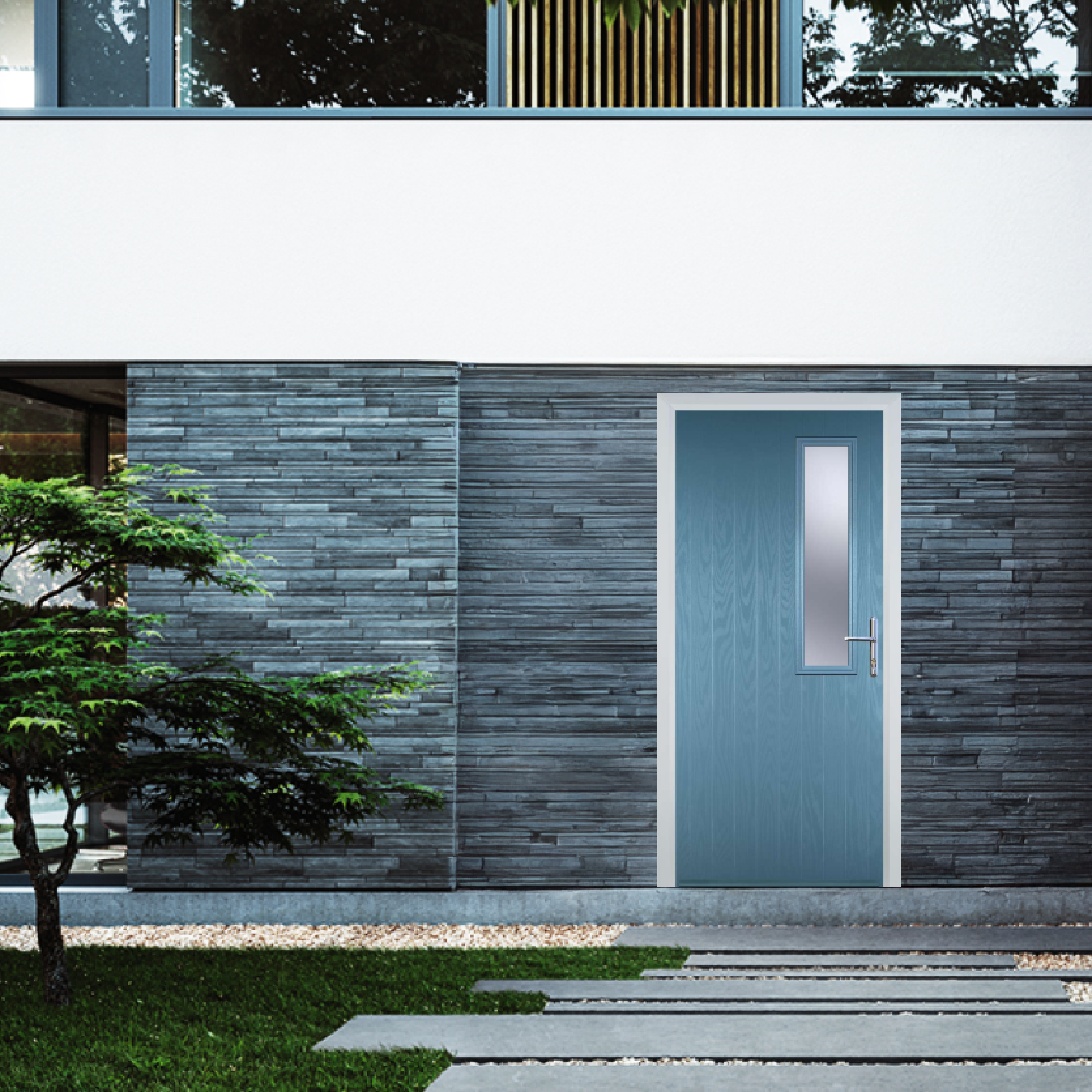 Door Stop Mid Square (56) Composite Contemporary Door In Pastel Blue Large
                        Image