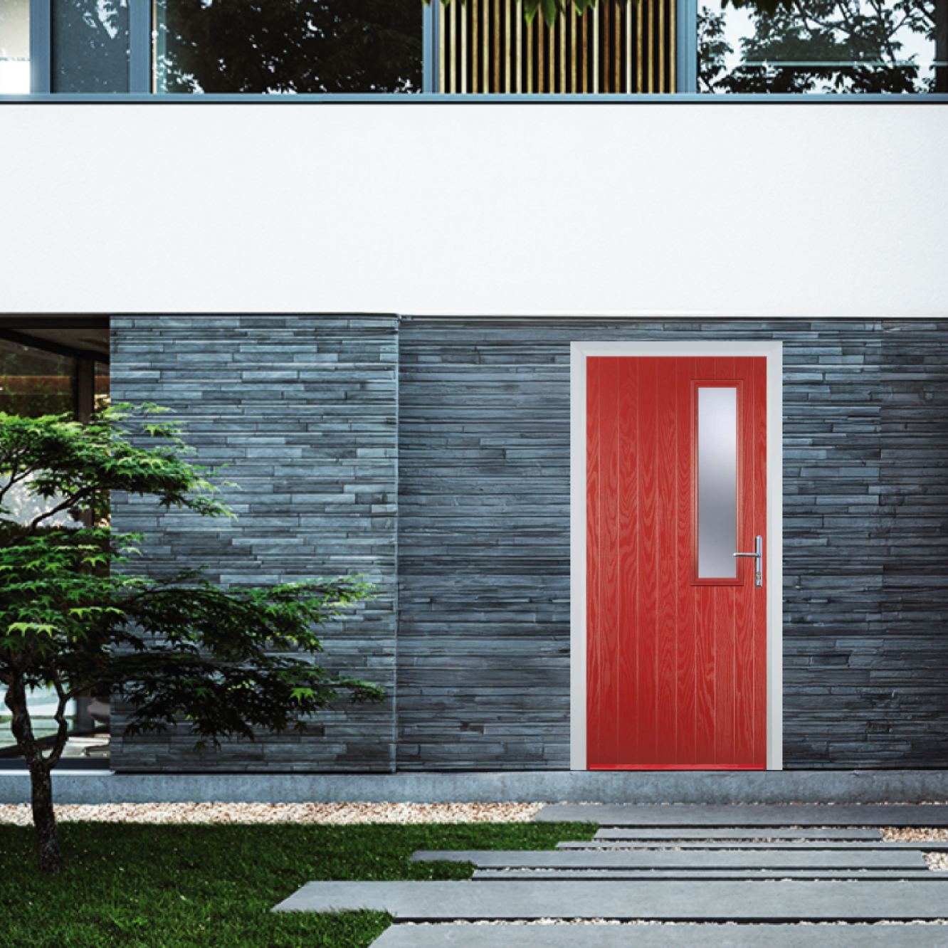 Door Stop Mid Square (56) Composite Contemporary Door In Red Image