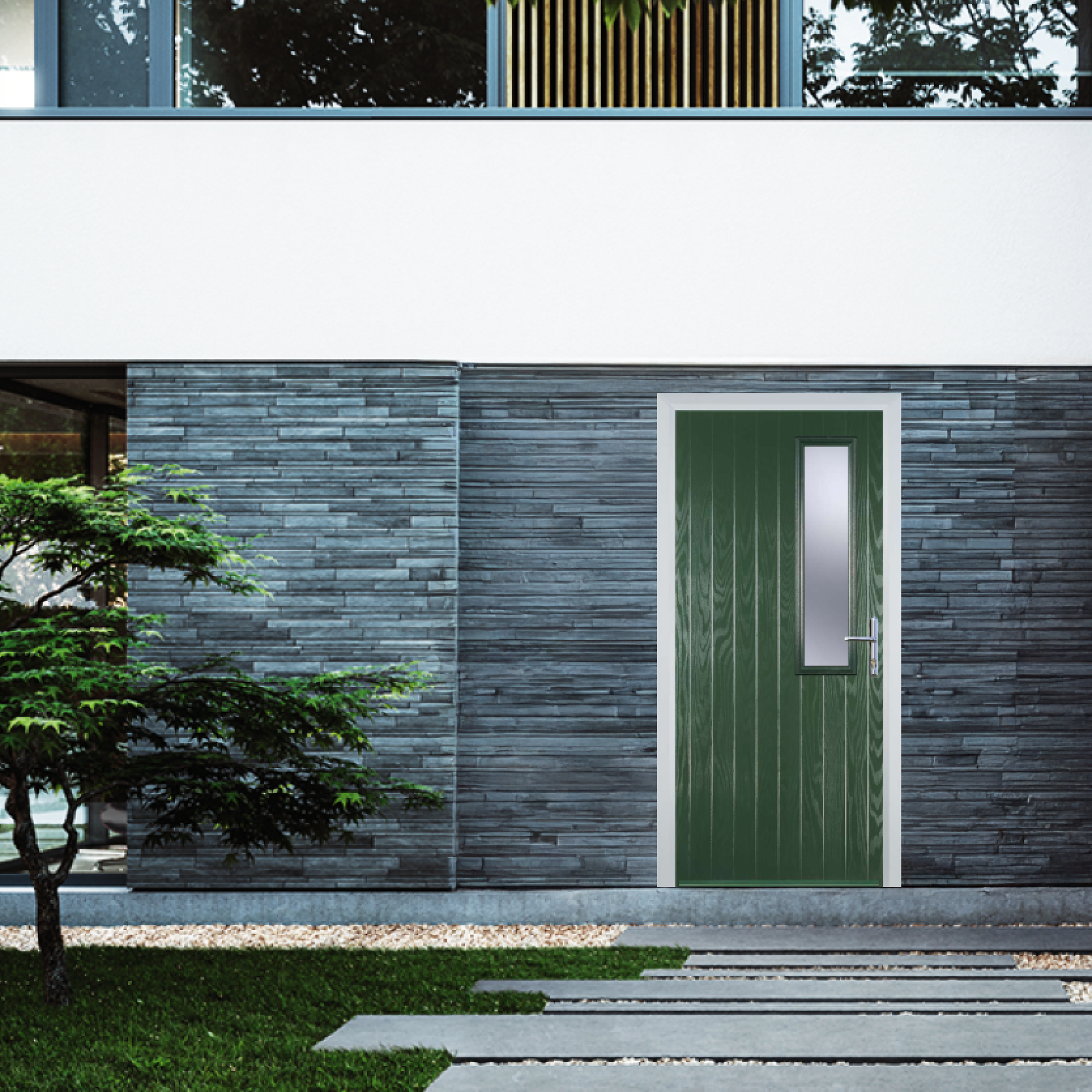 Door Stop Mid Square (56) Composite Contemporary Door In Green Large
                        Image