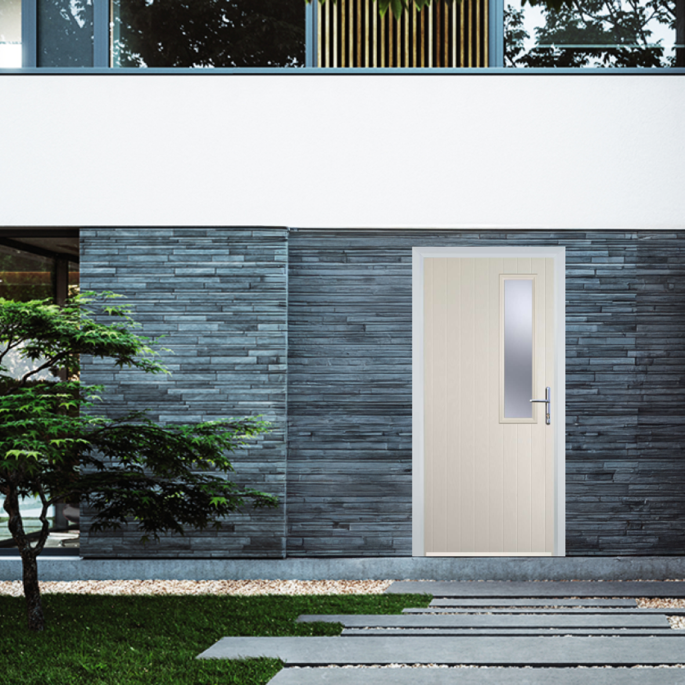 Door Stop Mid Square (56) Composite Contemporary Door In Cream Image