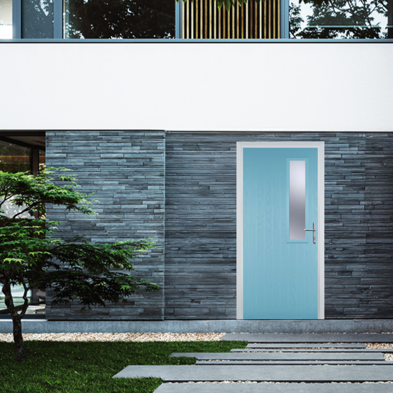 Door Stop Mid Square (56) Composite Contemporary Door In Duck Egg Blue Image