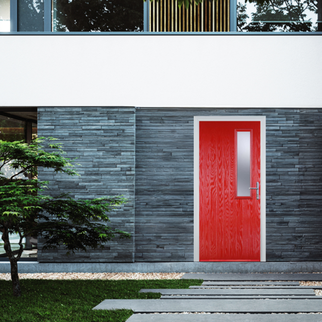 Door Stop Mid Square (56) Composite Contemporary Door In Poppy Red (High Gloss) Thumbnail
