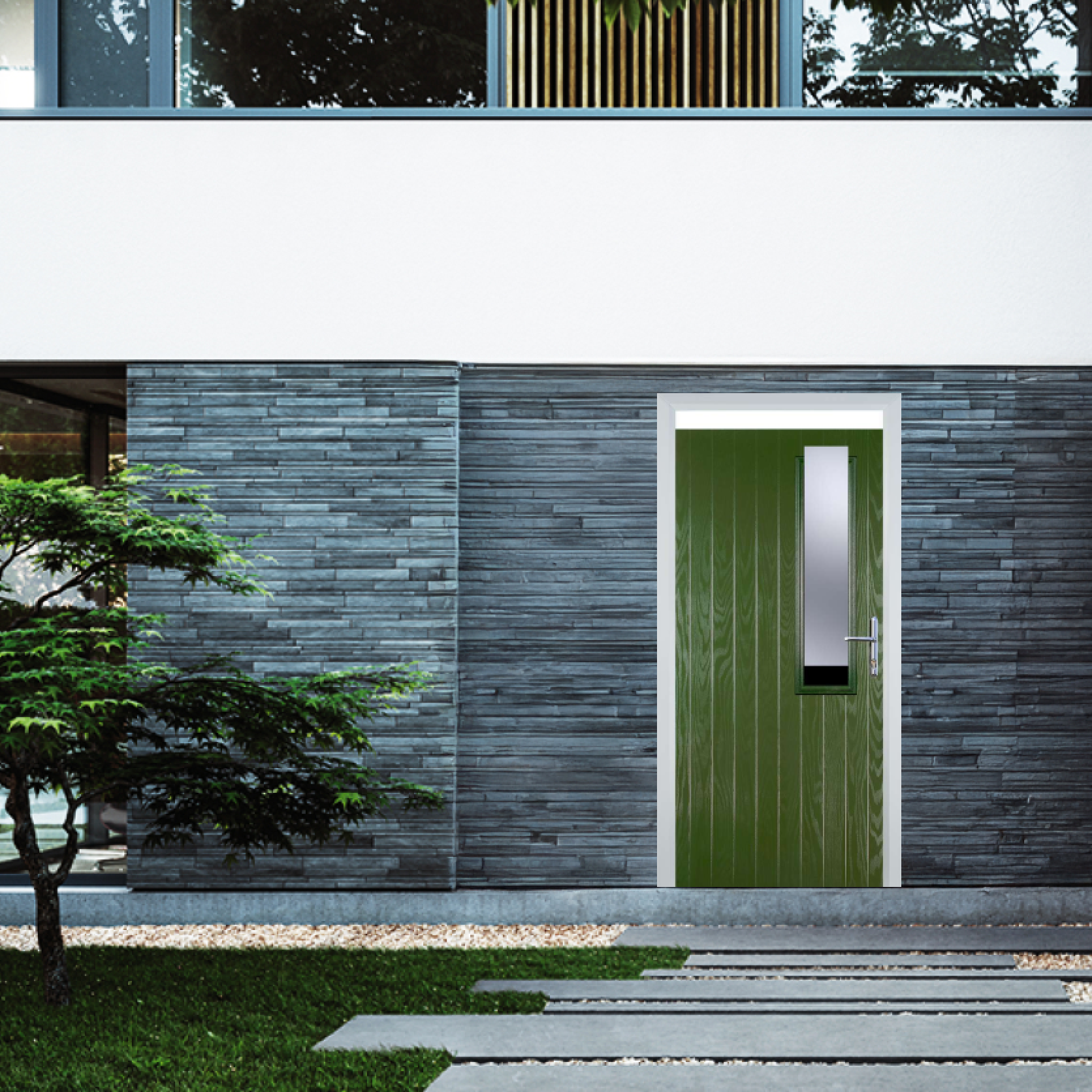 Door Stop Mid Square (56) Composite Contemporary Door In Fern Green Large
                        Image