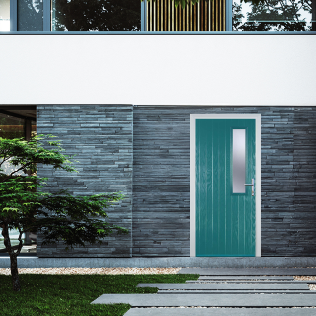 Door Stop Mid Square (56) Composite Contemporary Door In Turquoise Blue Thumbnail