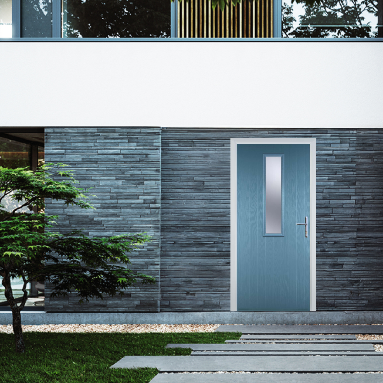 Door Stop Mid Square (57) Composite Contemporary Door In Pastel Blue Image