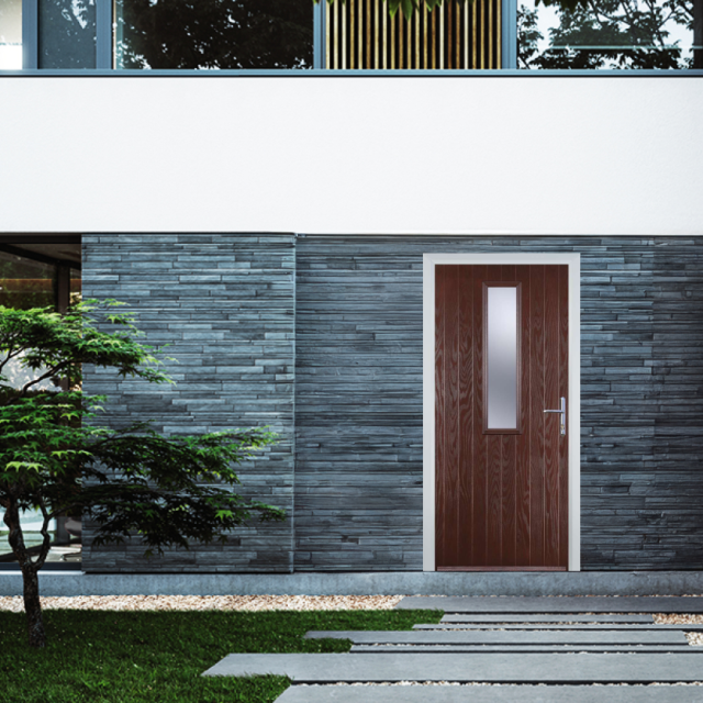 Door Stop Mid Square (57) Composite Contemporary Door In Dark Wood Thumbnail
