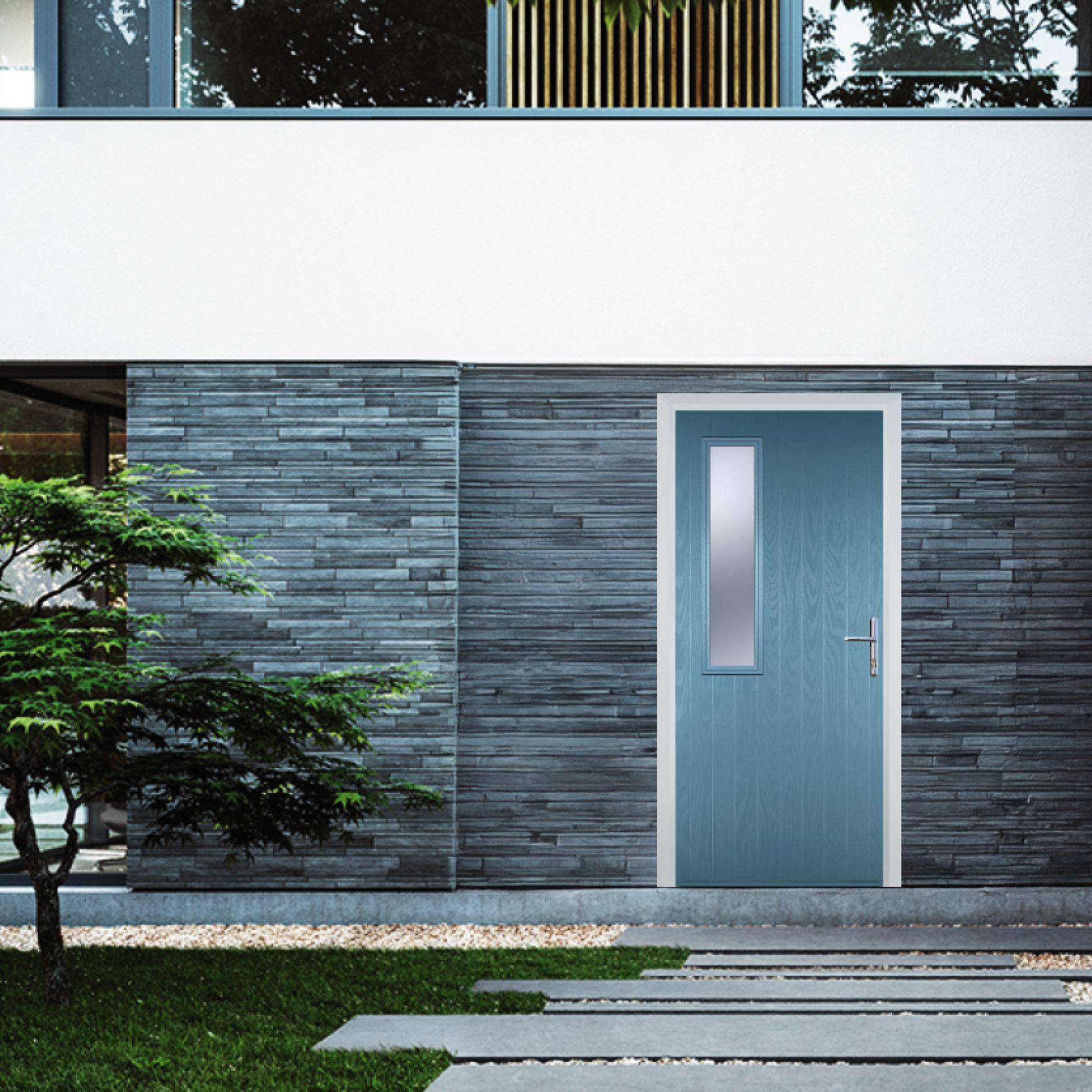 Door Stop Mid Square (58) Composite Contemporary Door In Pastel Blue Large
                        Image