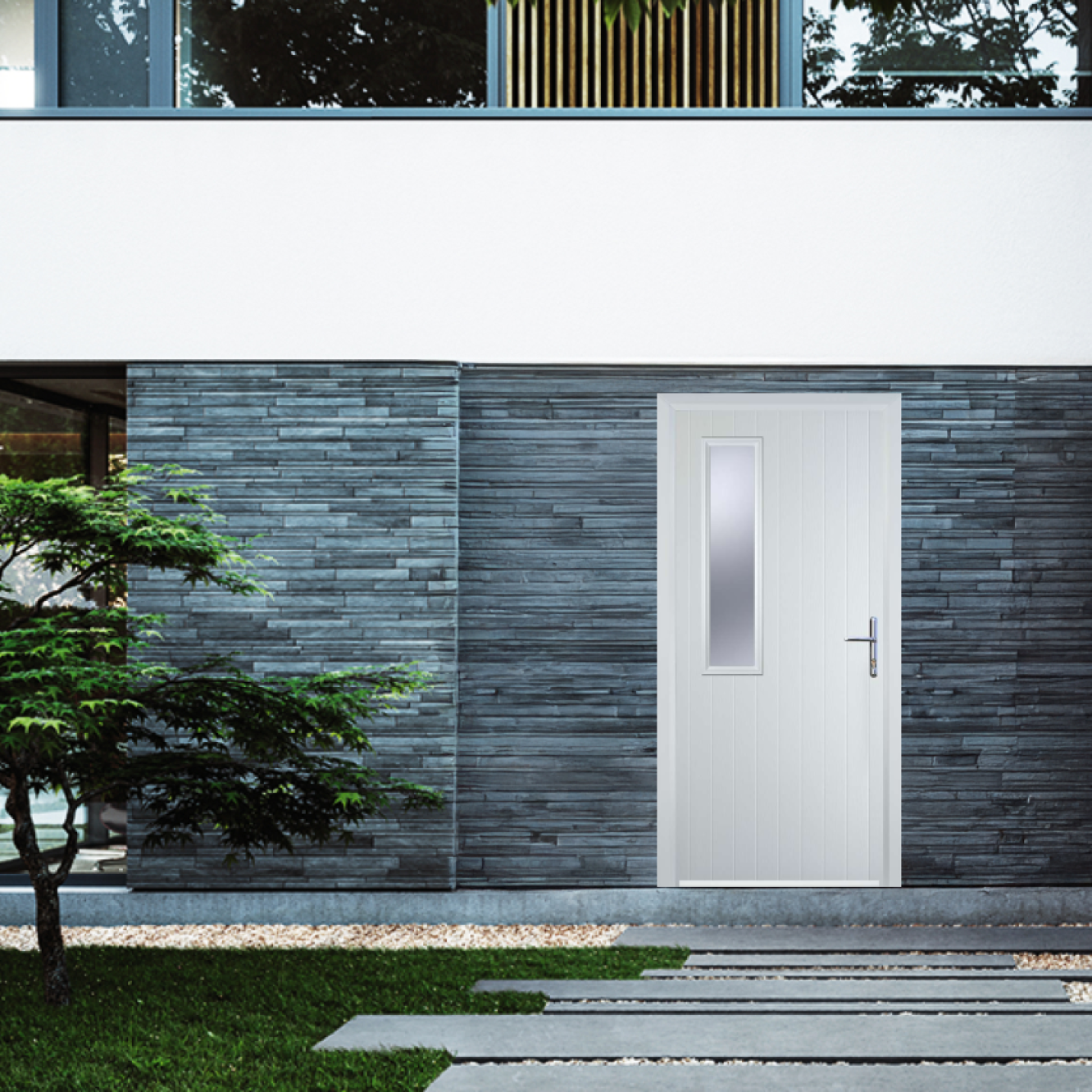 Door Stop Mid Square (58) Composite Contemporary Door In White Image