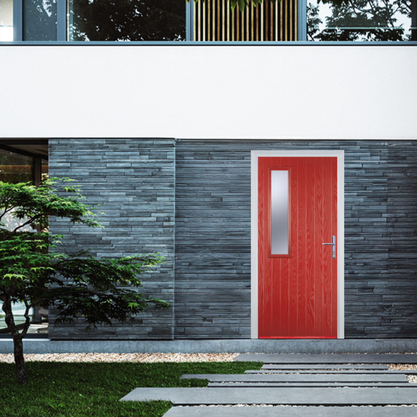 Door Stop Mid Square (58) Composite Contemporary Door In Red Image