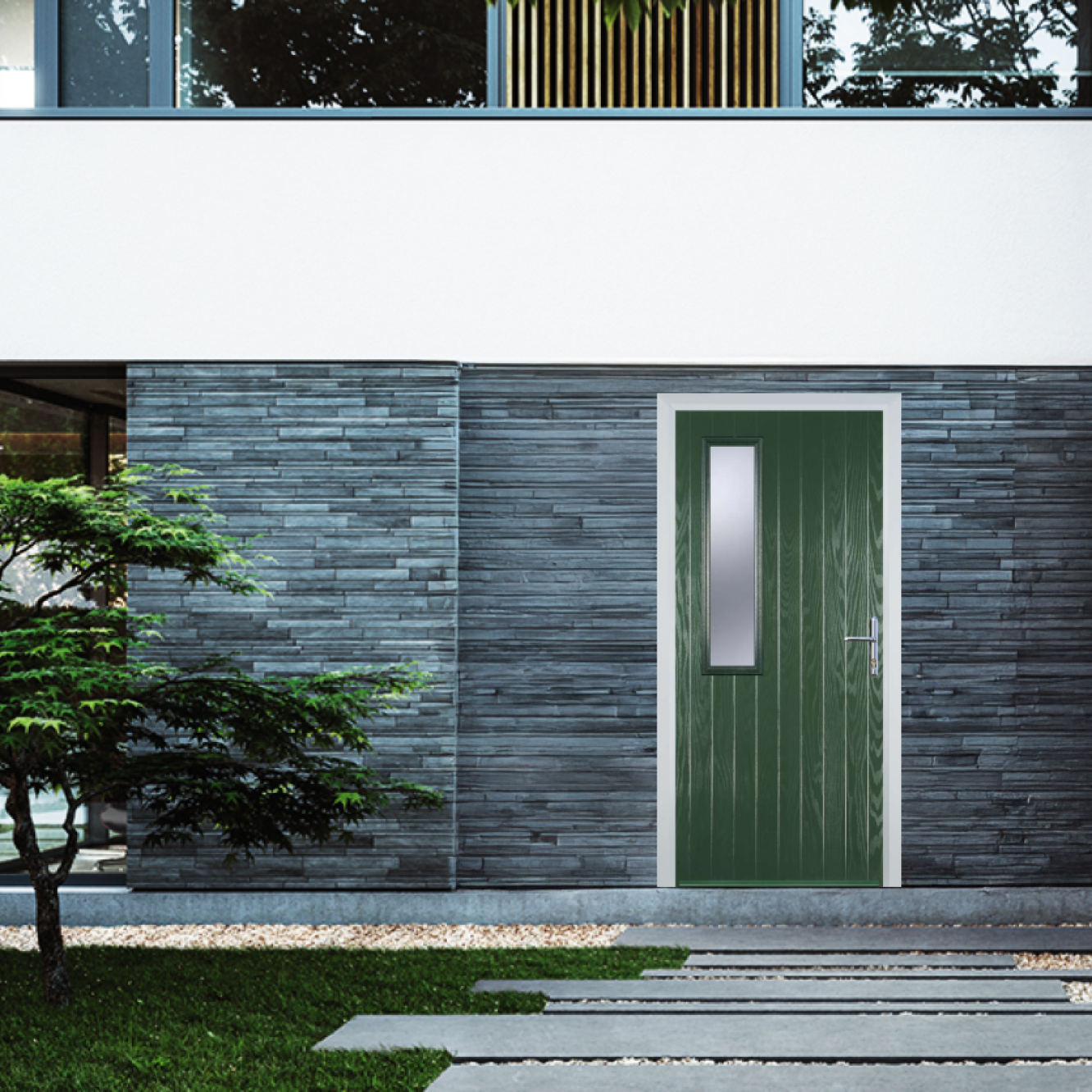 Door Stop Mid Square (58) Composite Contemporary Door In Green Image