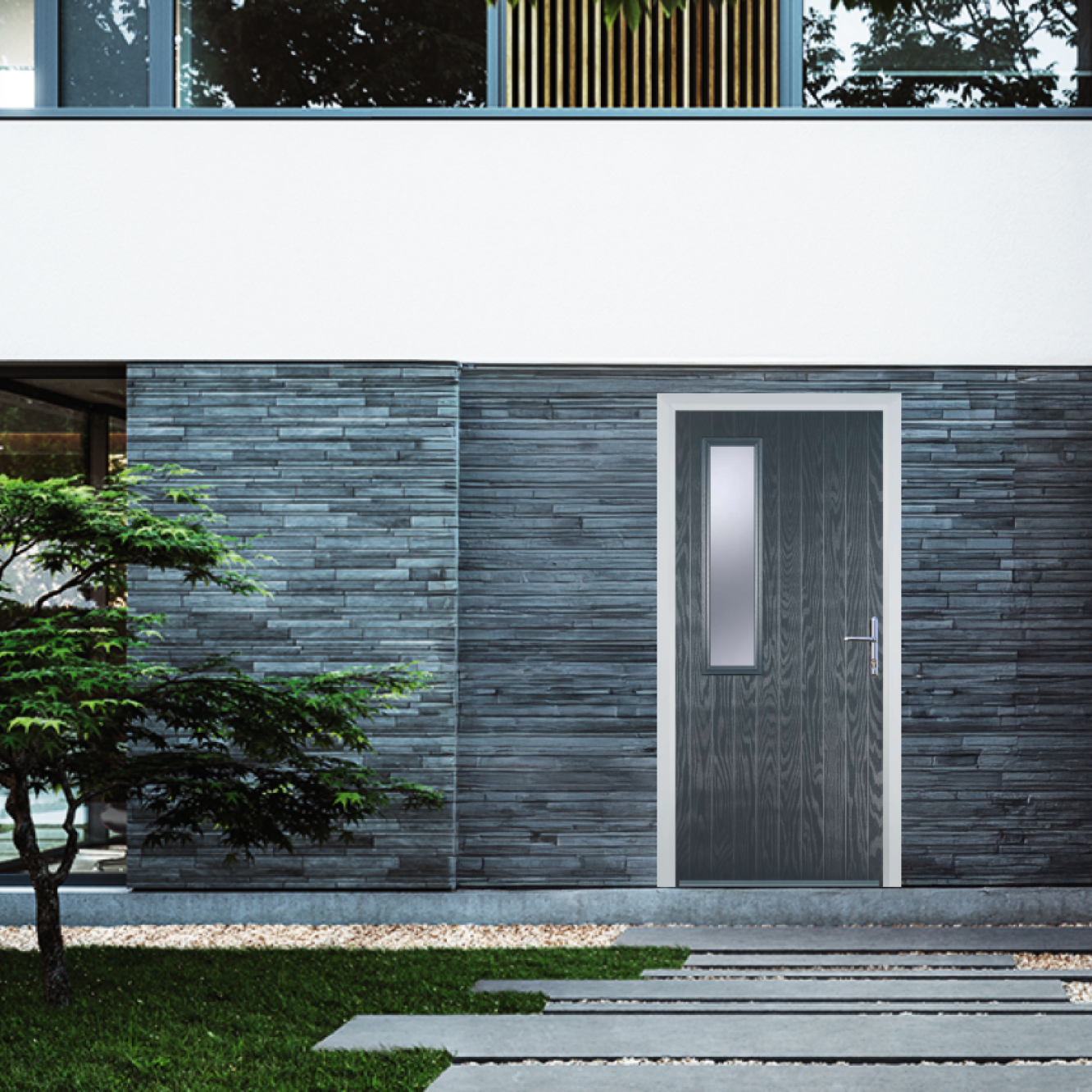 Door Stop Mid Square (58) Composite Contemporary Door In Grey Image