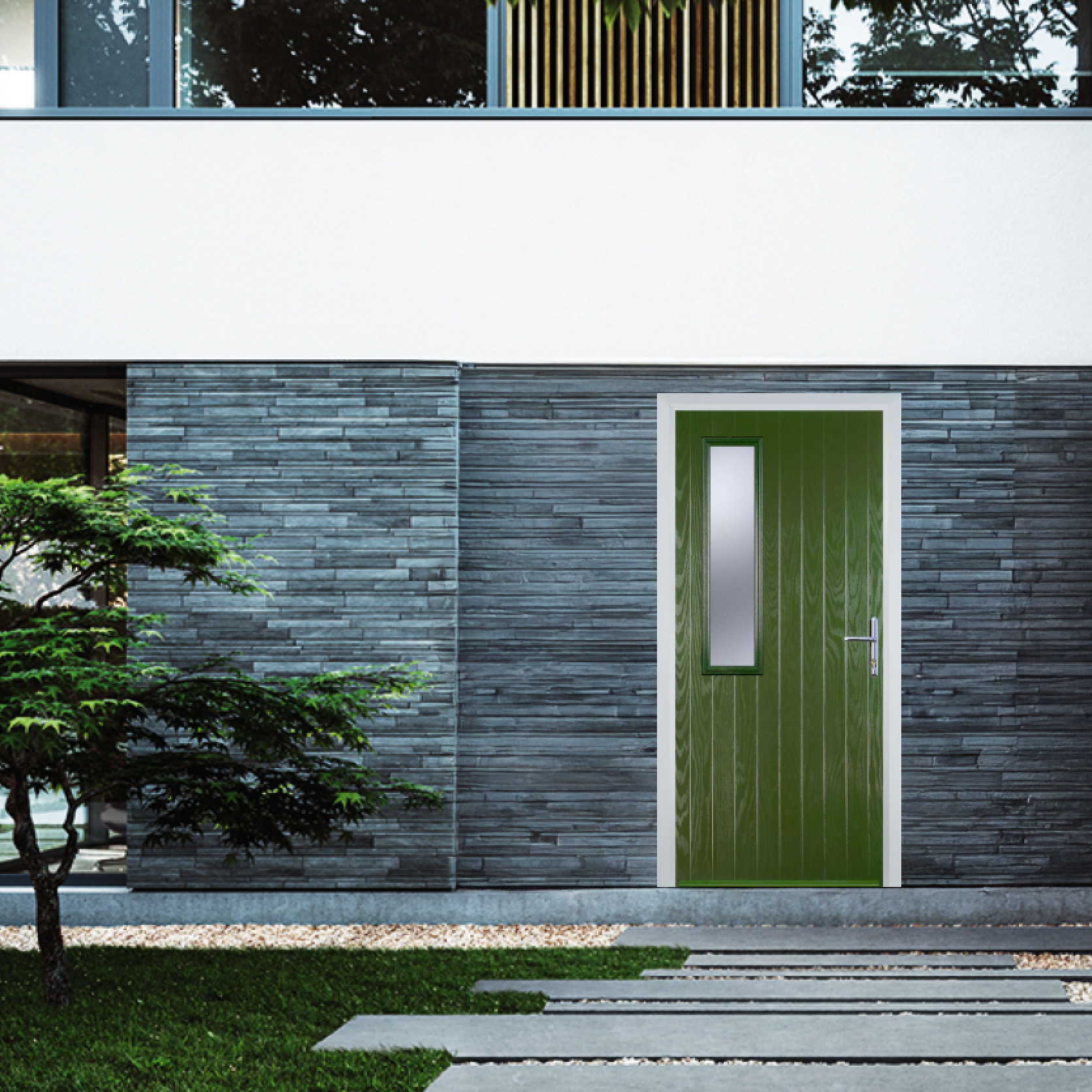 Door Stop Mid Square (58) Composite Contemporary Door In Fern Green Large
                        Image