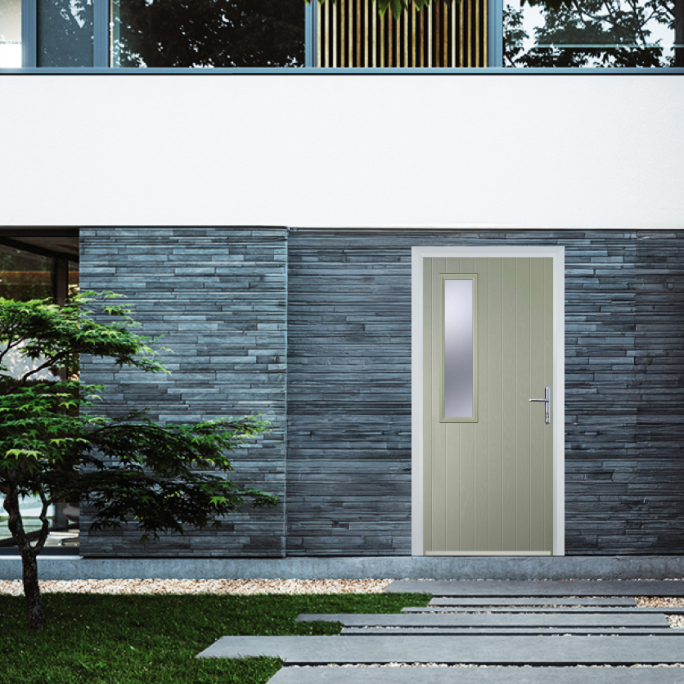 Door Stop Mid Square (58) Composite Contemporary Door In Pebble Grey Image