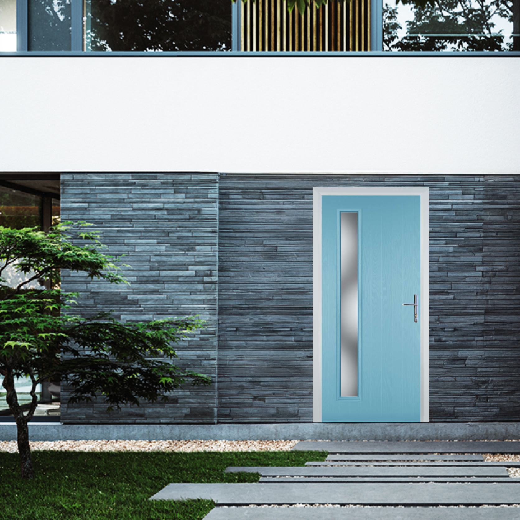 Door Stop Cottage Long (60) Composite Contemporary Door In Duck Egg Blue Large
                        Image