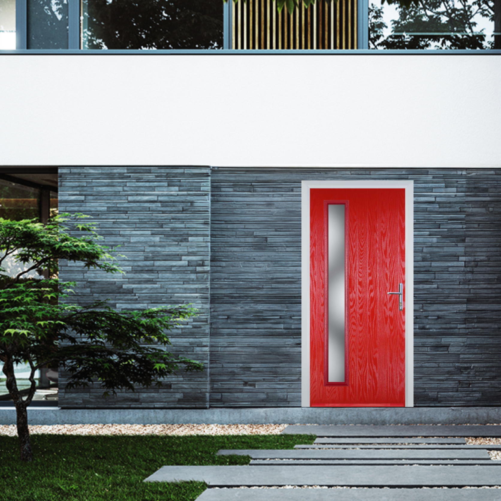 Door Stop Cottage Long (60) Composite Contemporary Door In Poppy Red (High Gloss) Large
                        Image