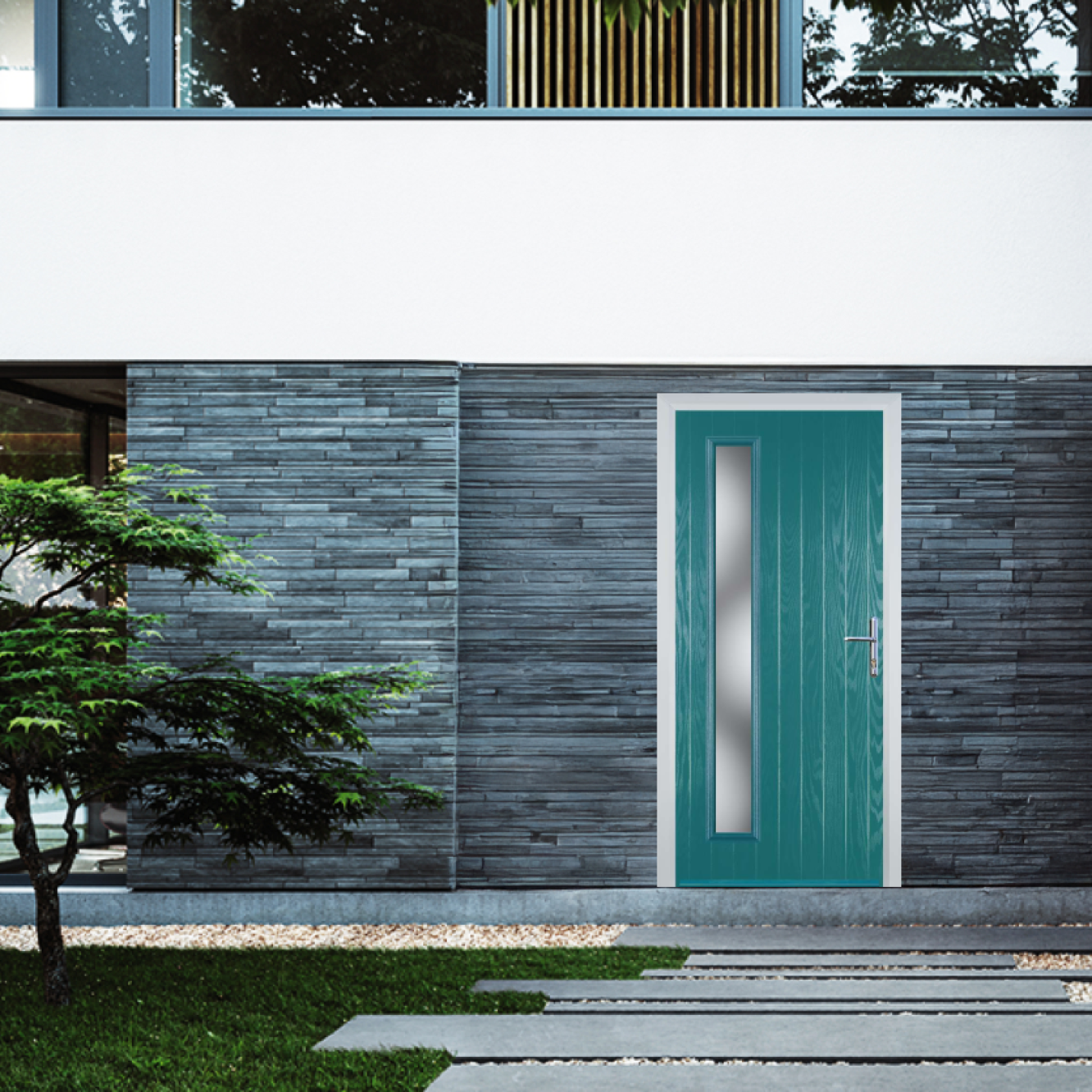 Door Stop Cottage Long (60) Composite Contemporary Door In Turquoise Blue Image